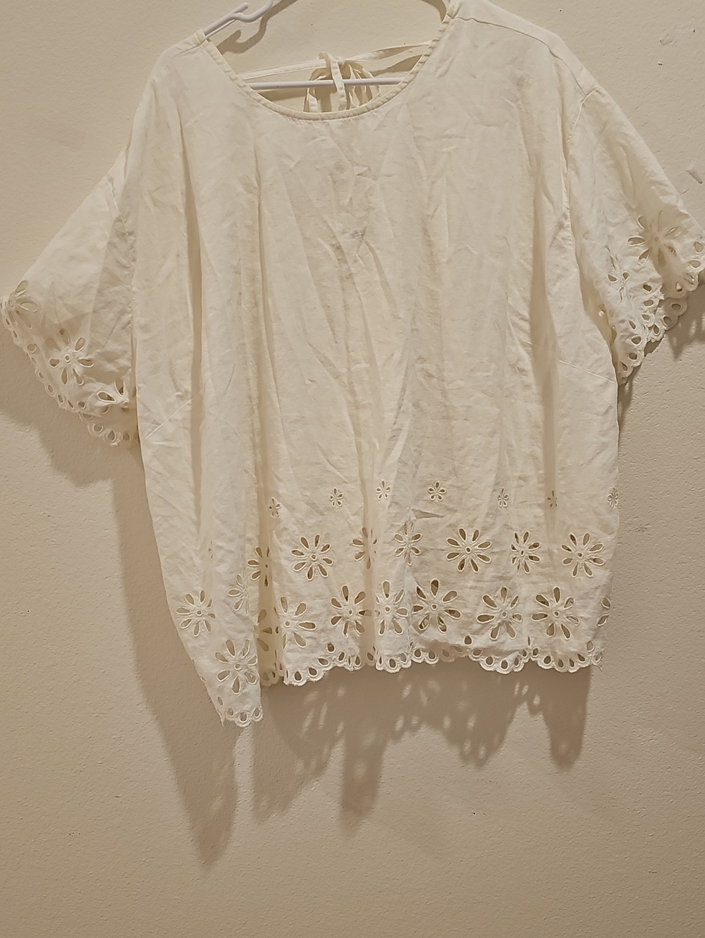 Madewell White Eyelet Floral Short-Sleeve Blouse